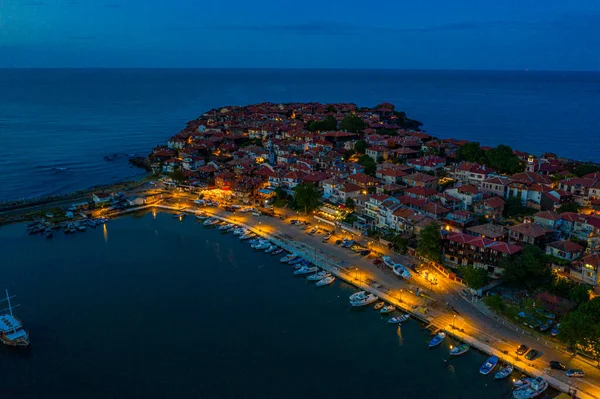 Vista Aérea Atardecer Ciudad Búlgara Sozopol —  Fotos de Stock