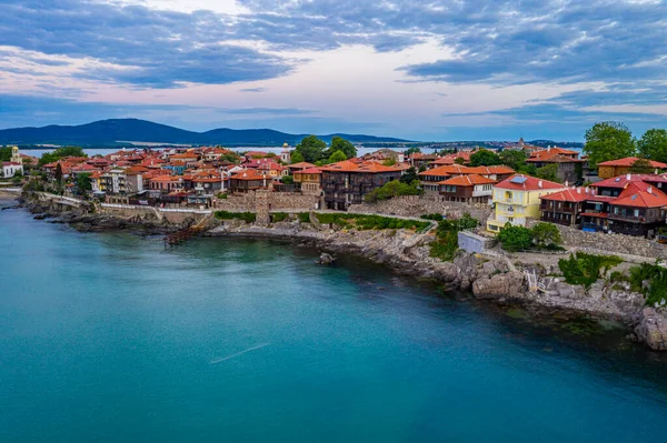 Salida Del Sol Vista Aérea Ciudad Búlgara Sozopol —  Fotos de Stock