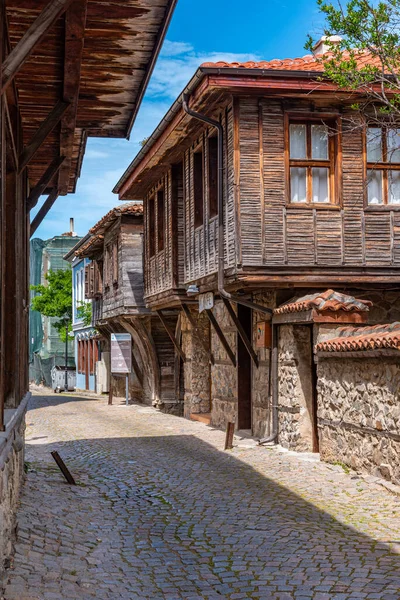 Strada Tradizionale Nel Centro Storico Sozopol Bulgaria — Foto Stock