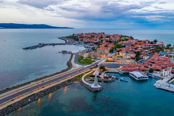 Pohled Bulharské Město Nessebar Při Západu Slunce — Stock fotografie