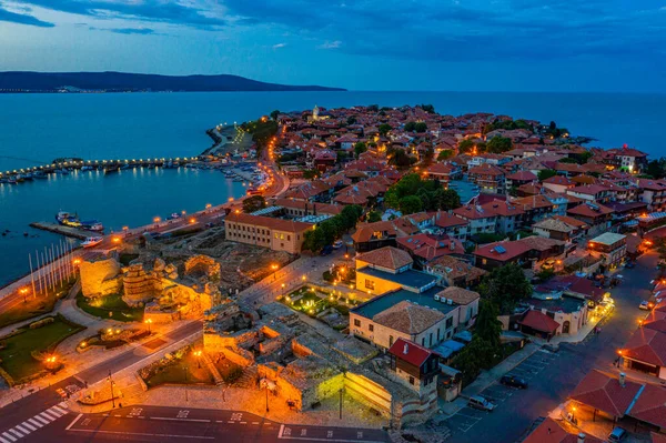 Pohled Bulharské Město Nessebar Při Západu Slunce — Stock fotografie