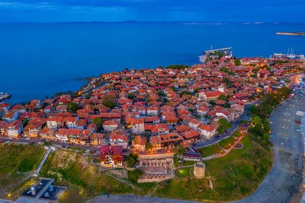 Αεροφωτογραφία Ανατολής Ηλίου Της Βουλγαρικής Πόλης Nessebar — Φωτογραφία Αρχείου
