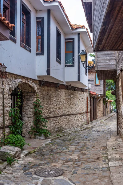 Traditionele Straat Het Oude Centrum Van Nessebar Bulgarije — Stockfoto