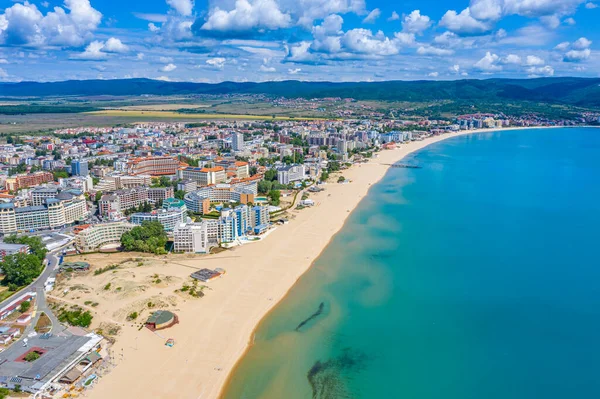 Vista Aérea Playa Soleada Popular Complejo Vacacional Bulgaria — Foto de Stock