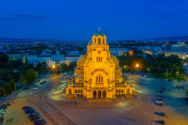 Nachtaufnahme Der Alexander Newski Kathedrale Sofia Bulgarien — Stockfoto