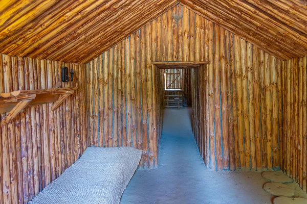 Reconstruction Medieval Wooden Shed Samouil Fortress Bulgaria — ストック写真