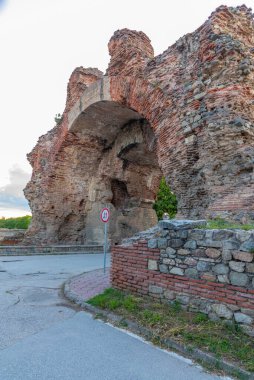 Bulgaristan 'ın Hisarya kenti olarak bilinen eski Roma kenti Diocletianopolis' in antik tahkimatı