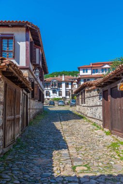 Bulgaristan 'ın Zlatograd kentindeki Etnoğrafya kompleksindeki tarihi müze (Kiril alfabesiyle yazılmış)