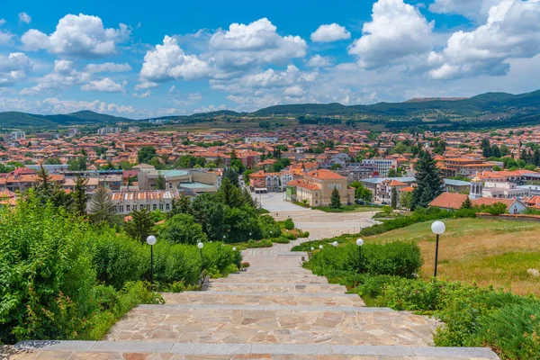 Utsikt Över Staden Panagyurishte Bulgarien Från Det Nationella Minnesmärket Apriltsi — Stockfoto