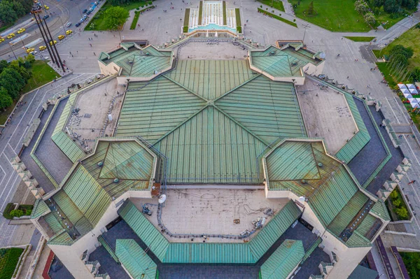 Zonsondergang Luchtfoto Van Het Nationaal Paleis Van Cultuur Sofia Bulgarije — Stockfoto