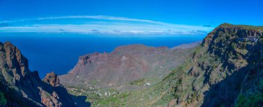 La Gomera, Kanarya Adaları, İspanya 'daki Barranco de Arure hava manzarası