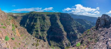 Barranco de Taguluche 'un İspanya' daki La Gomera, Kanarya Adaları 'ndaki hava manzarası