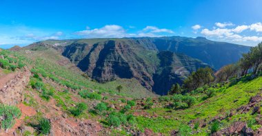 Barranco de Taguluche 'un İspanya' daki La Gomera, Kanarya Adaları 'ndaki hava manzarası