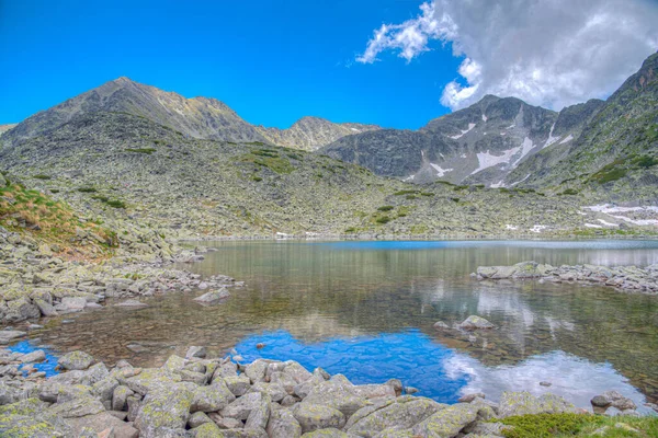 Musala Peak Mirroring Surface Mountain Lake Bulgaria — ストック写真