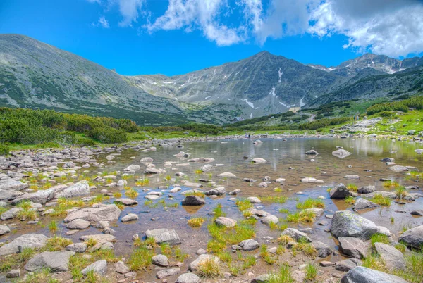 Musala Piek Spiegeling Een Vlak Van Een Berg Plas Bulgaria — Stockfoto