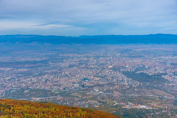 Widok Powietrza Bułgarską Stolicę Sofię — Zdjęcie stockowe
