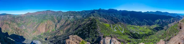 Roque Nublo Med Utsikt Över Byn Tejeda Gran Canaria Kanarieöarna — Stockfoto