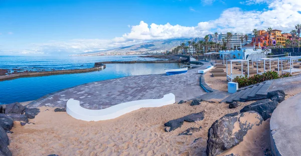 Sun Lounges Playa Las Americas Tenerife Kanarya Adaları Spanya — Stok fotoğraf
