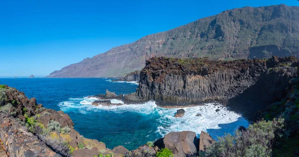 Krajobraz Wyspy Hierro Widziany Ścieżki Nadmorskiej Łączącej Maceta Punta Grande — Zdjęcie stockowe