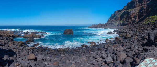 Rugged coastline of El Hierro island at Pozo de las Calcosas, Canary islands, Spain