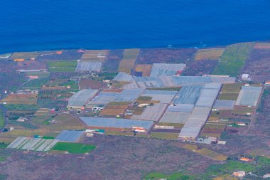 El Hierro adasındaki El Golfo vadisinin tarım manzarası, Kanarya adaları, İspanya.