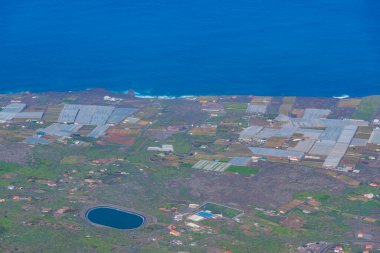 El Hierro adasındaki El Golfo vadisinin tarım manzarası, Kanarya adaları, İspanya.