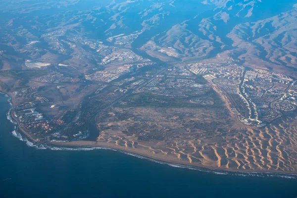 Aerial View Maspalomas Town Famous Sand Dunes Gran Canaria Canary — Stock Photo, Image