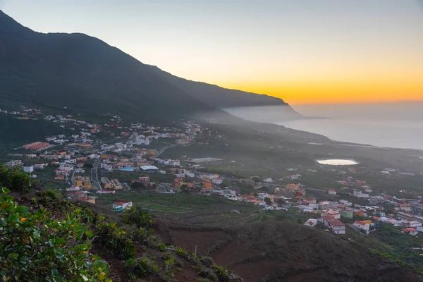 Pohled Západ Slunce Nad Městem Frontera Hierro Kanárské Ostrovy Španělsko — Stock fotografie