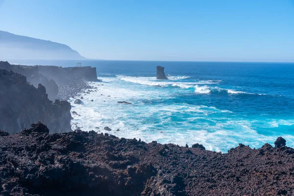 Landschaft Der Insel Hierro Von Einem Küstenweg Aus Gesehen Der — Stockfoto