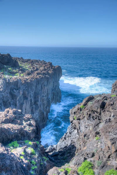 Landschaft Der Insel Hierro Von Einem Küstenweg Aus Gesehen Der — Stockfoto