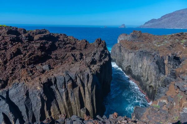 Landschaft Der Insel Hierro Von Einem Küstenweg Aus Gesehen Der — Stockfoto