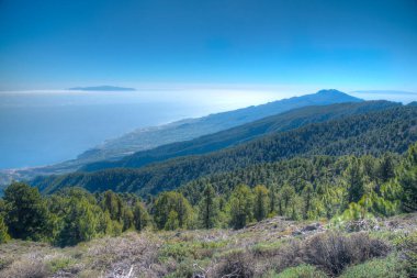 El Hierro ve La Gomera Pico de la Nieve 'den La Palma, Kanarya Adaları, İspanya.