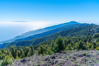 El Hierro ve La Gomera Pico de la Nieve 'den La Palma, Kanarya Adaları, İspanya.
