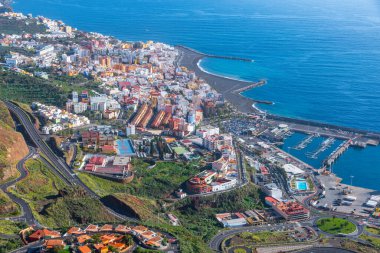 Santa Cruz de la Palma 'nın İspanya' daki La Palma, Kanarya Adaları 'ndaki hava manzarası.