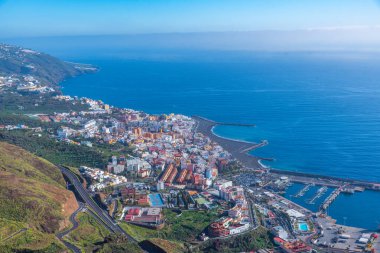Santa Cruz de la Palma 'nın İspanya' daki La Palma, Kanarya Adaları 'ndaki hava manzarası.