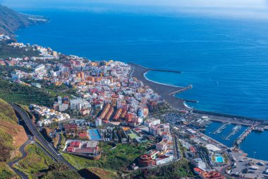 Santa Cruz de la Palma 'nın İspanya' daki La Palma, Kanarya Adaları 'ndaki hava manzarası.