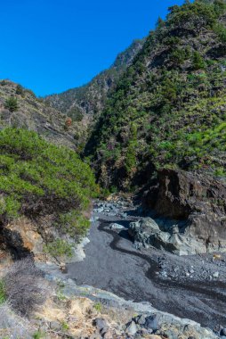 Barranco de Las Angustias Caldera de Taburiente, La Palma, Kanarya Adaları, İspanya.