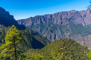 Caldera de Taburiente Ulusal Parkı Panoraması La Palma, Kanarya Adaları, İspanya.