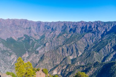 La Palma 'daki Caldera de Taburiente Ulusal Parkı Panoraması, Pico Bejenado, Kanarya Adaları, İspanya.