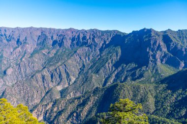 La Palma 'daki Caldera de Taburiente Ulusal Parkı Panoraması, Pico Bejenado, Kanarya Adaları, İspanya.