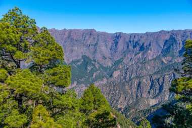 La Palma 'daki Caldera de Taburiente Ulusal Parkı Panoraması, Pico Bejenado, Kanarya Adaları, İspanya.