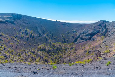 La Palma 'daki San Antonio krateri, Kanarya Adaları, İspanya.