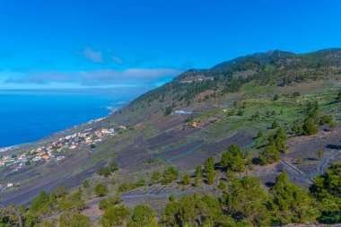 La Palma kıyısı San Antonio kraterinden izlendi, Kanarya adaları, İspanya.