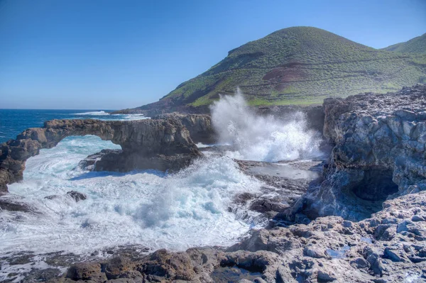 Steinbogen Bei Charco Manso Auf Der Insel Hierro Auf Den — Stockfoto