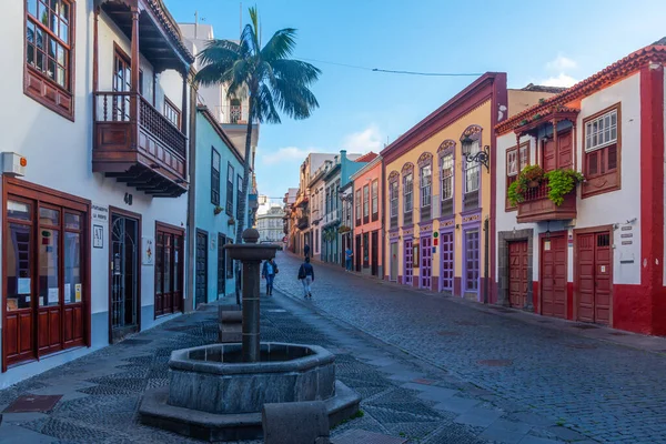 Beautiful Traditional Houses Main Street Center Santa Cruz Palma Canary — стоковое фото