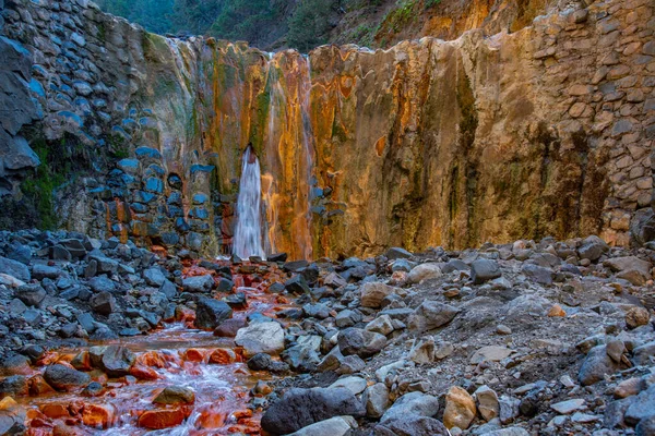 Cascada Los Colores Caldeira Taburiente Palma Ilhas Canárias Espanha — Fotografia de Stock