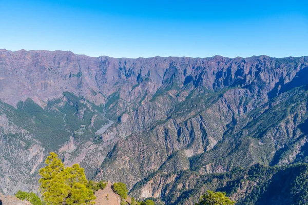 Panorama Över Caldera Taburiente Nationalpark Palma Från Pico Bejenado Kanarieöarna — Stockfoto