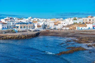 Playa del Muellito Fuerteventura 'daki El Cotillo köyünde, Kanarya Adaları, İspanya.