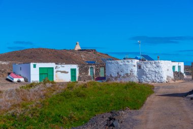 Lobos Adası 'ndaki balıkçı köyü, Kanarya Adaları, İspanya.