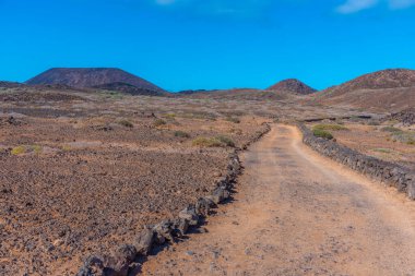 Lobos Adası volkanik manzarası, Kanarya Adaları, İspanya.